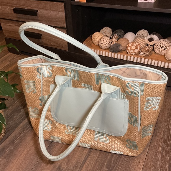 Steve Madden Tan and Light Blue Tote Bag - Picture 2 of 6